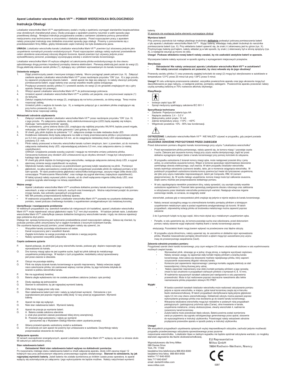 Integra LifeSciences Apex Locator, Mark-VII(TM) User Manual | Page 5 / 6