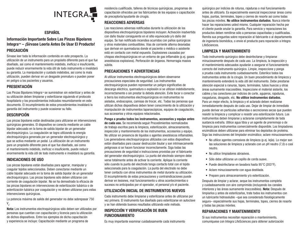 Integra LifeSciences Bipolar Forceps User Manual | Page 3 / 12