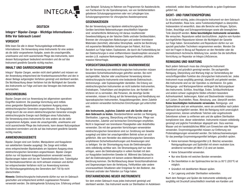 Integra LifeSciences Bipolar Forceps User Manual | Page 7 / 12