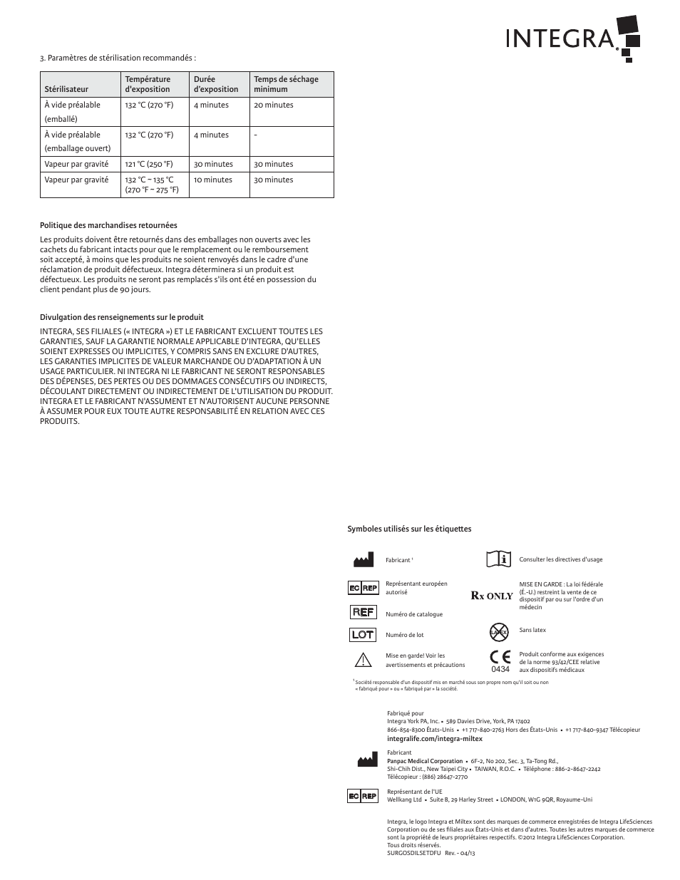 Integra LifeSciences Cervical Dilator Set, Reusable User Manual | Page 6 / 12