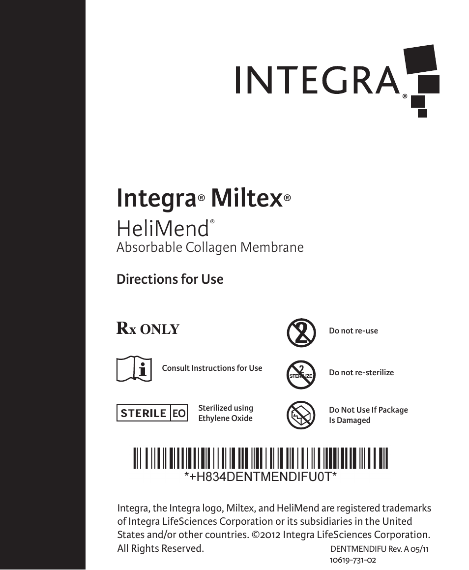 Integra LifeSciences Collagen Membrane, HeliMend  User Manual | 65 pages