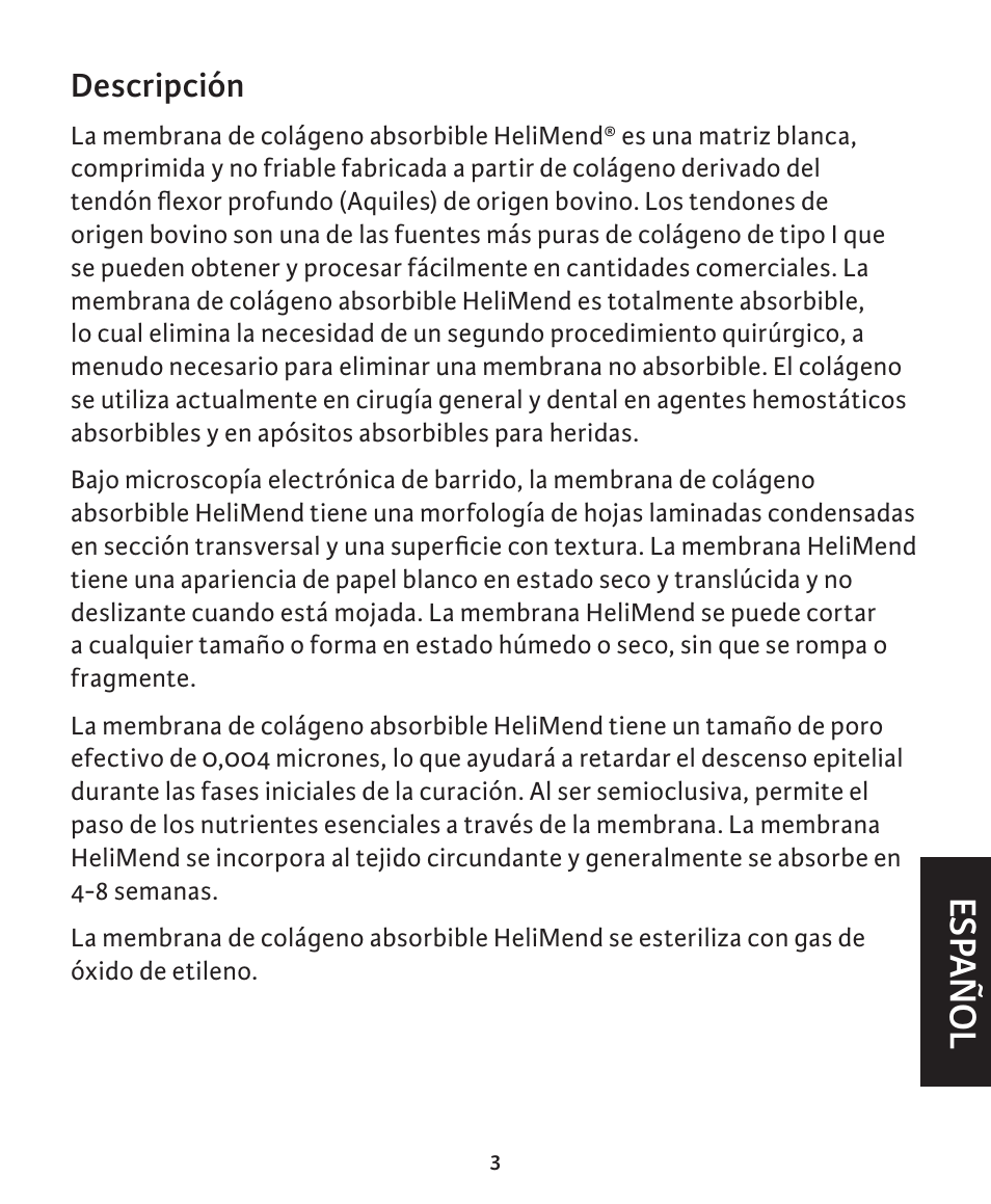 Esp añol | Integra LifeSciences Collagen Membrane, HeliMend  User Manual | Page 13 / 65