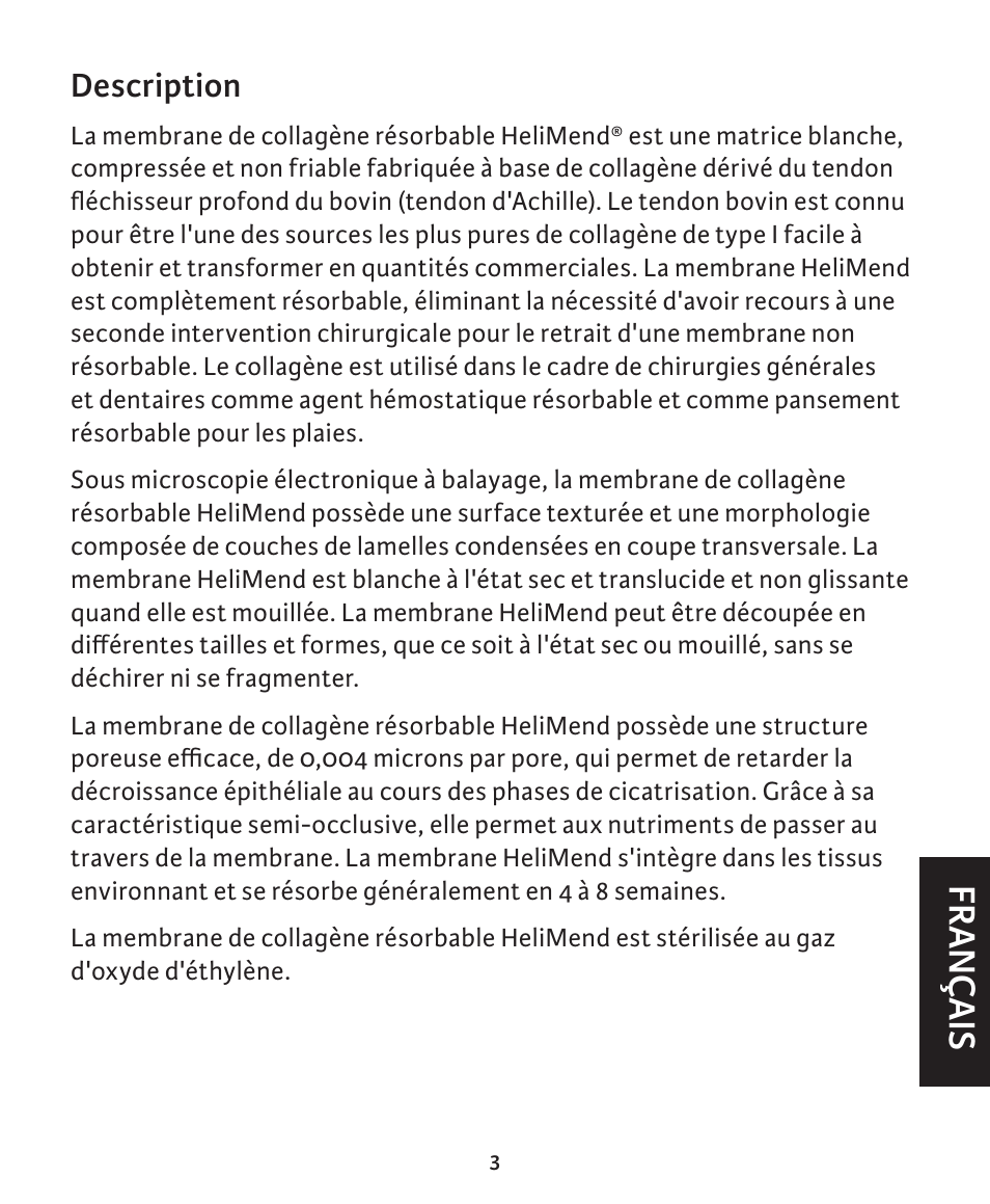 Français | Integra LifeSciences Collagen Membrane, HeliMend  User Manual | Page 24 / 65