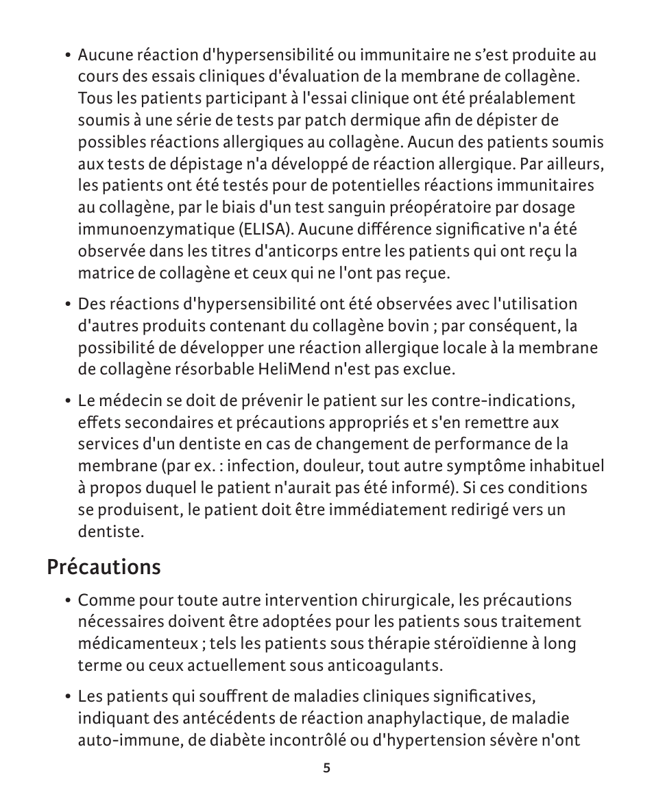 Précautions | Integra LifeSciences Collagen Membrane, HeliMend  User Manual | Page 26 / 65