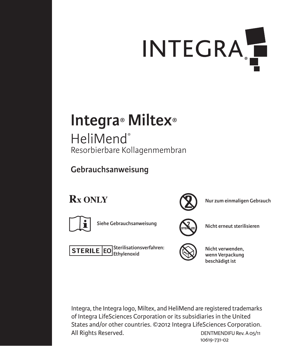 Integra, Miltex, Helimend | Integra LifeSciences Collagen Membrane, HeliMend  User Manual | Page 33 / 65