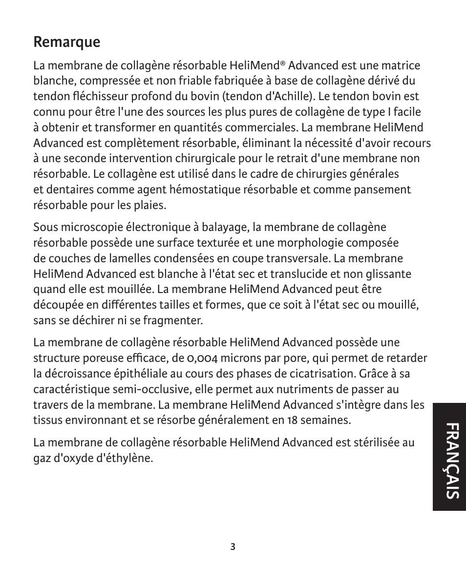 Français | Integra LifeSciences Collagen Membrane, HeliMend Advanced  User Manual | Page 24 / 65