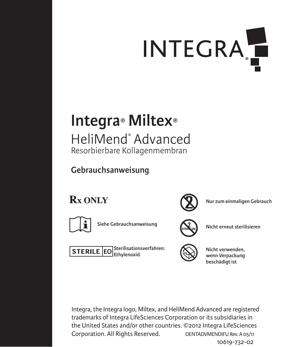 Integra, Miltex, Helimend | Advanced | Integra LifeSciences Collagen Membrane, HeliMend Advanced  User Manual | Page 33 / 65