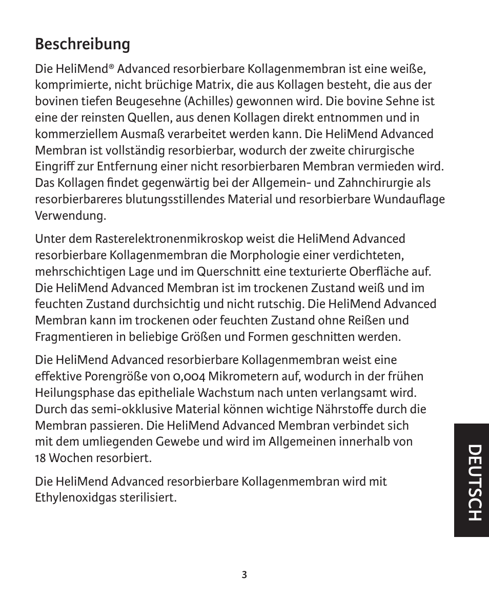 Deut sch | Integra LifeSciences Collagen Membrane, HeliMend Advanced  User Manual | Page 35 / 65