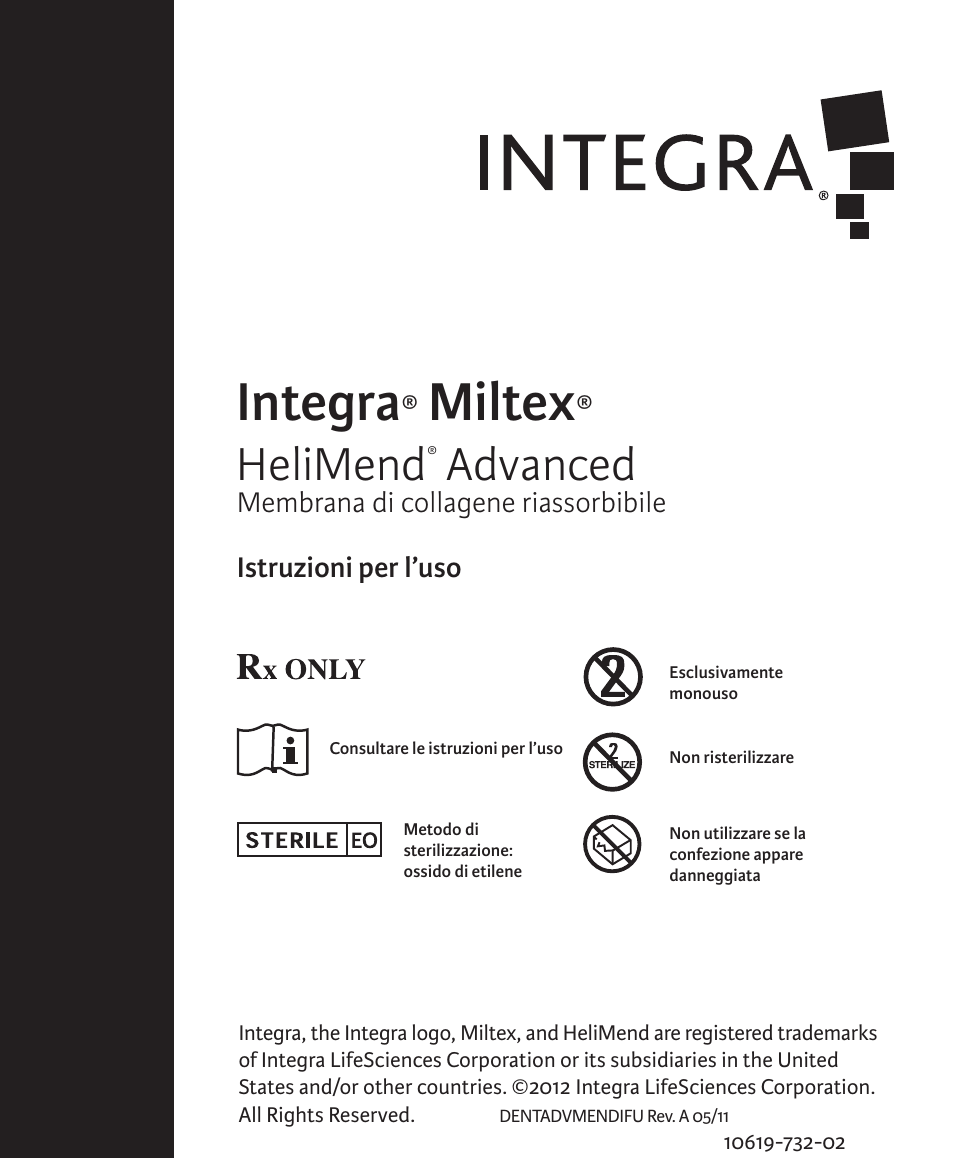 Integra, Miltex, Helimend | Advanced | Integra LifeSciences Collagen Membrane, HeliMend Advanced  User Manual | Page 44 / 65