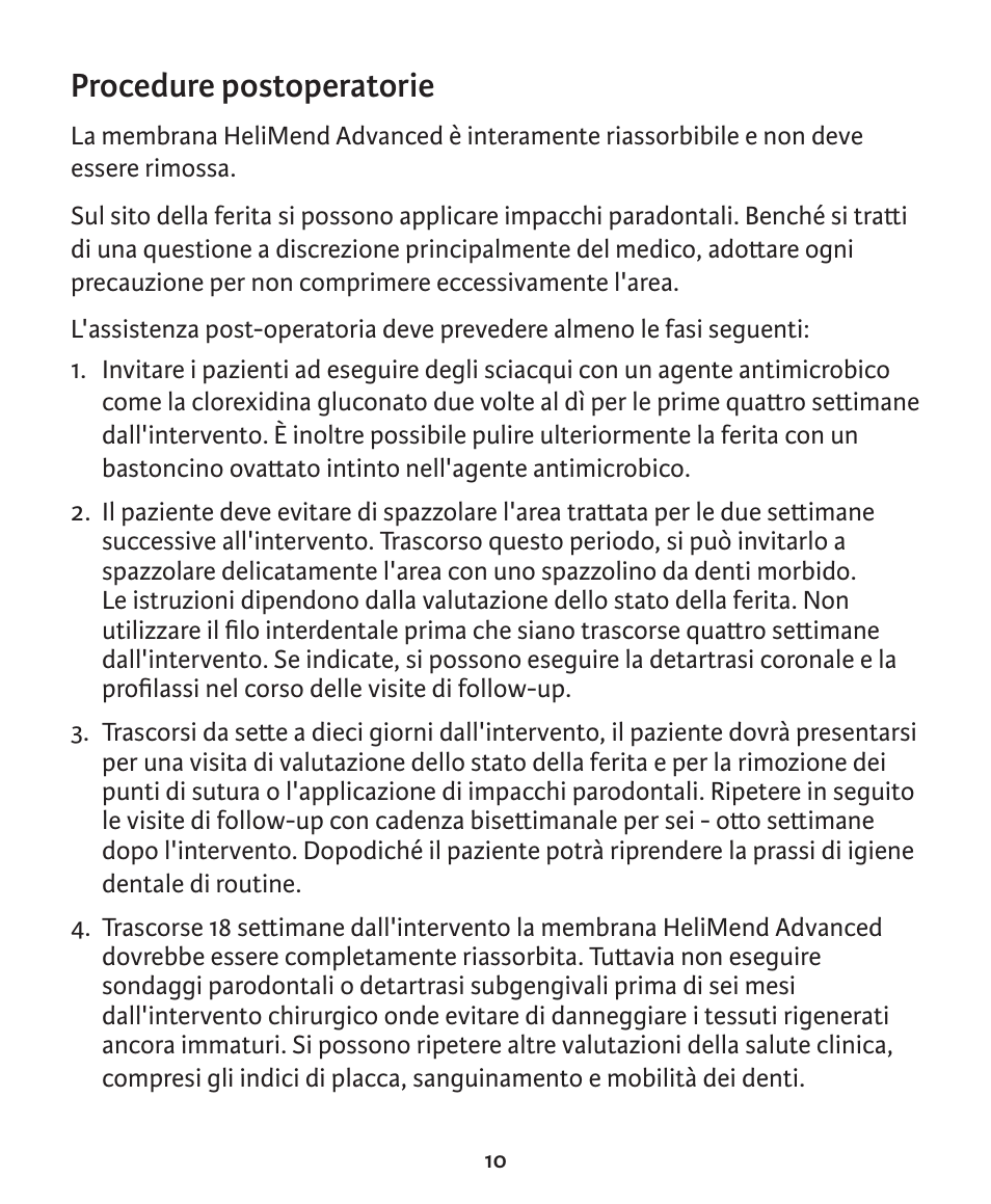 Procedure postoperatorie | Integra LifeSciences Collagen Membrane, HeliMend Advanced  User Manual | Page 53 / 65