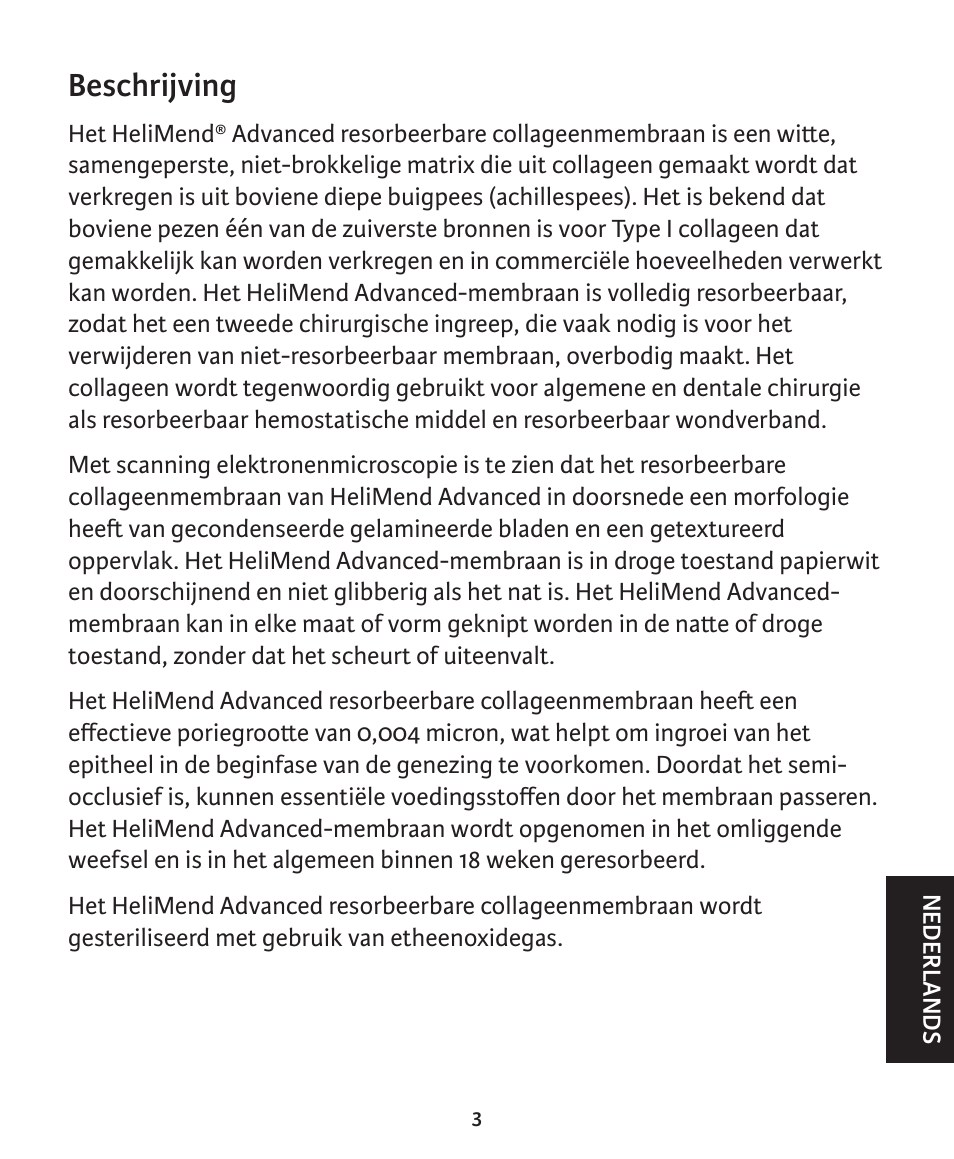 Beschrijving | Integra LifeSciences Collagen Membrane, HeliMend Advanced  User Manual | Page 57 / 65