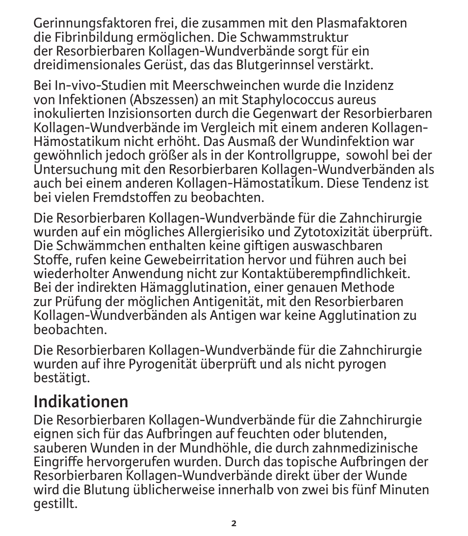 Indikationen | Integra LifeSciences Collagen Wound Dressing, HeliTape, HeliCote, HeliPlug User Manual | Page 27 / 48