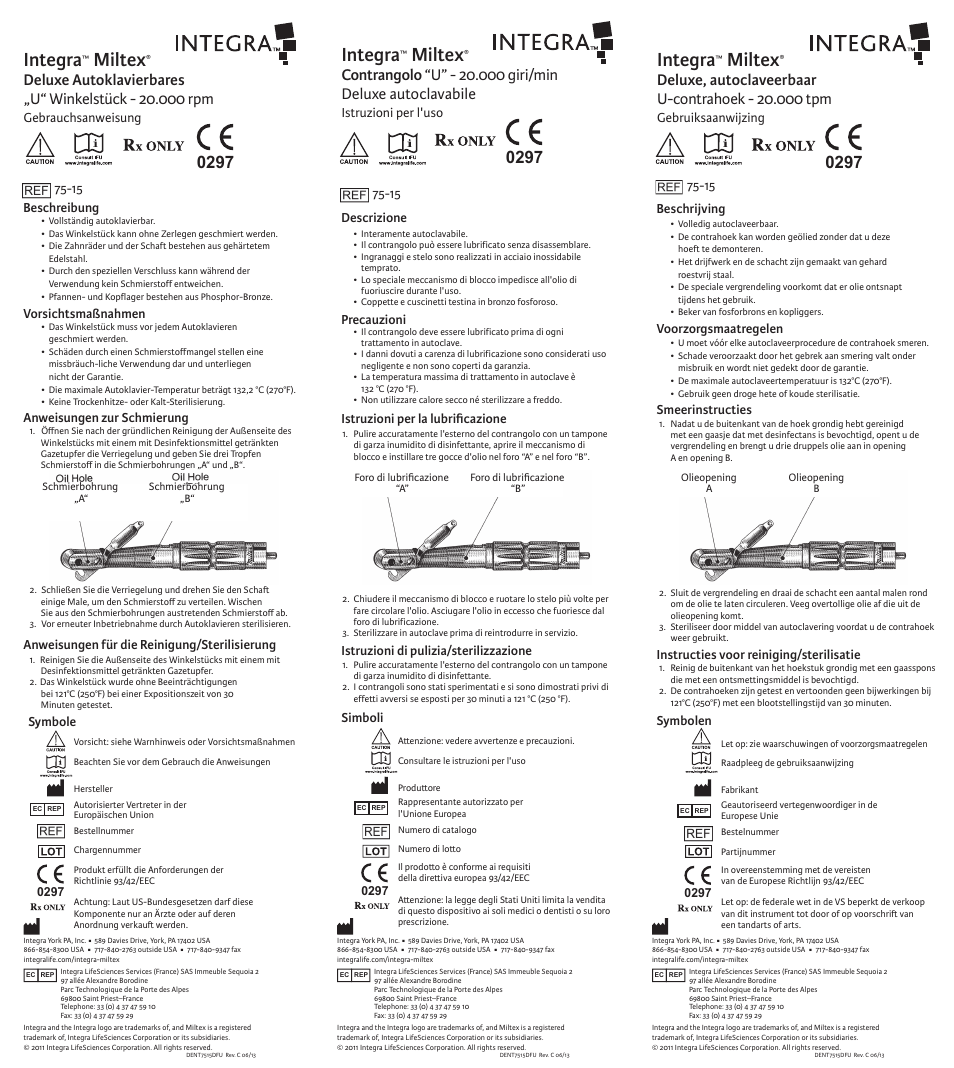 Integra, Miltex | Integra LifeSciences Contra Angle, U, 75-15 User Manual | Page 2 / 2