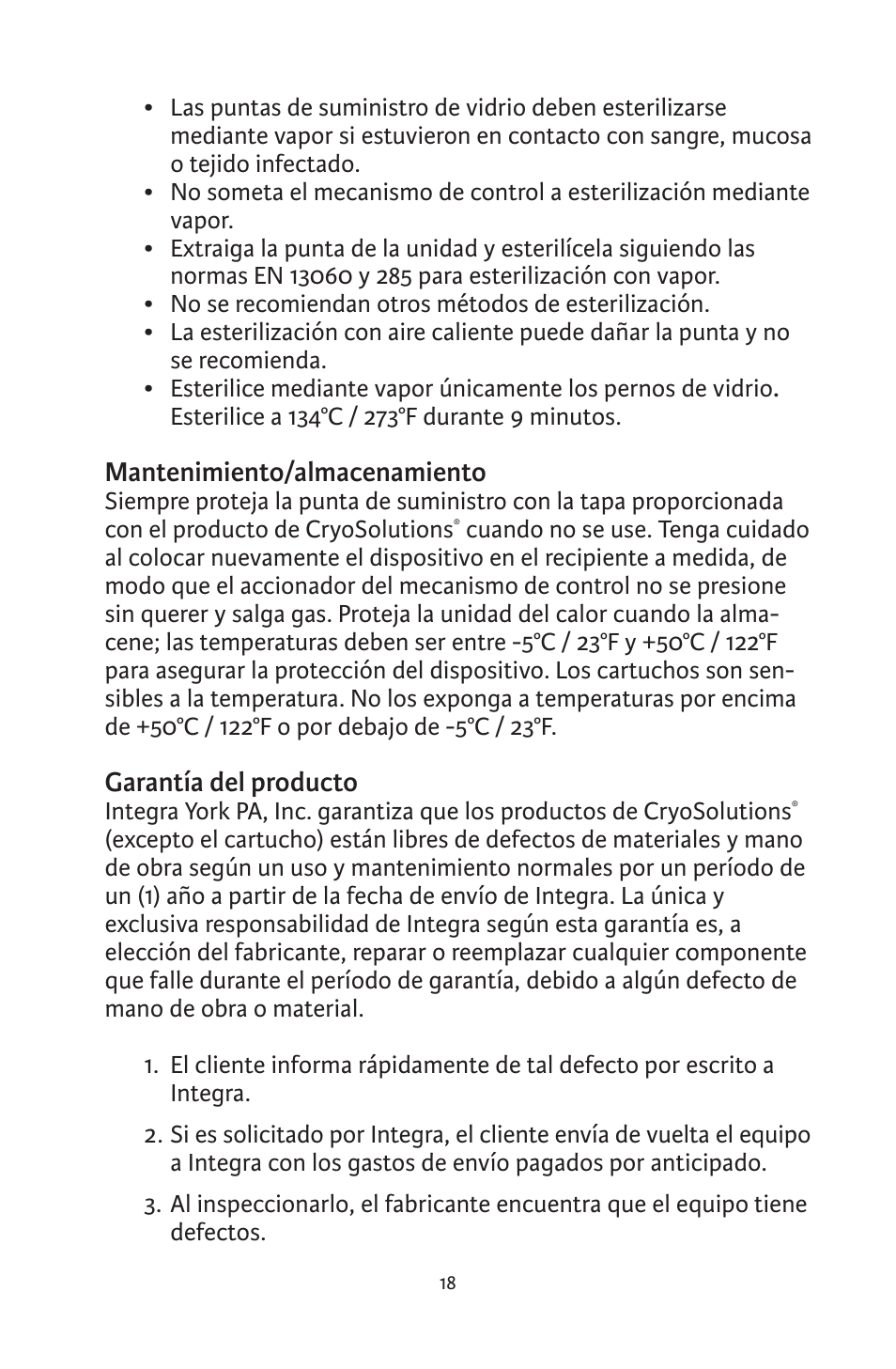 Integra LifeSciences CryoSolutions Cryosurgical Unit User Manual | Page 18 / 60