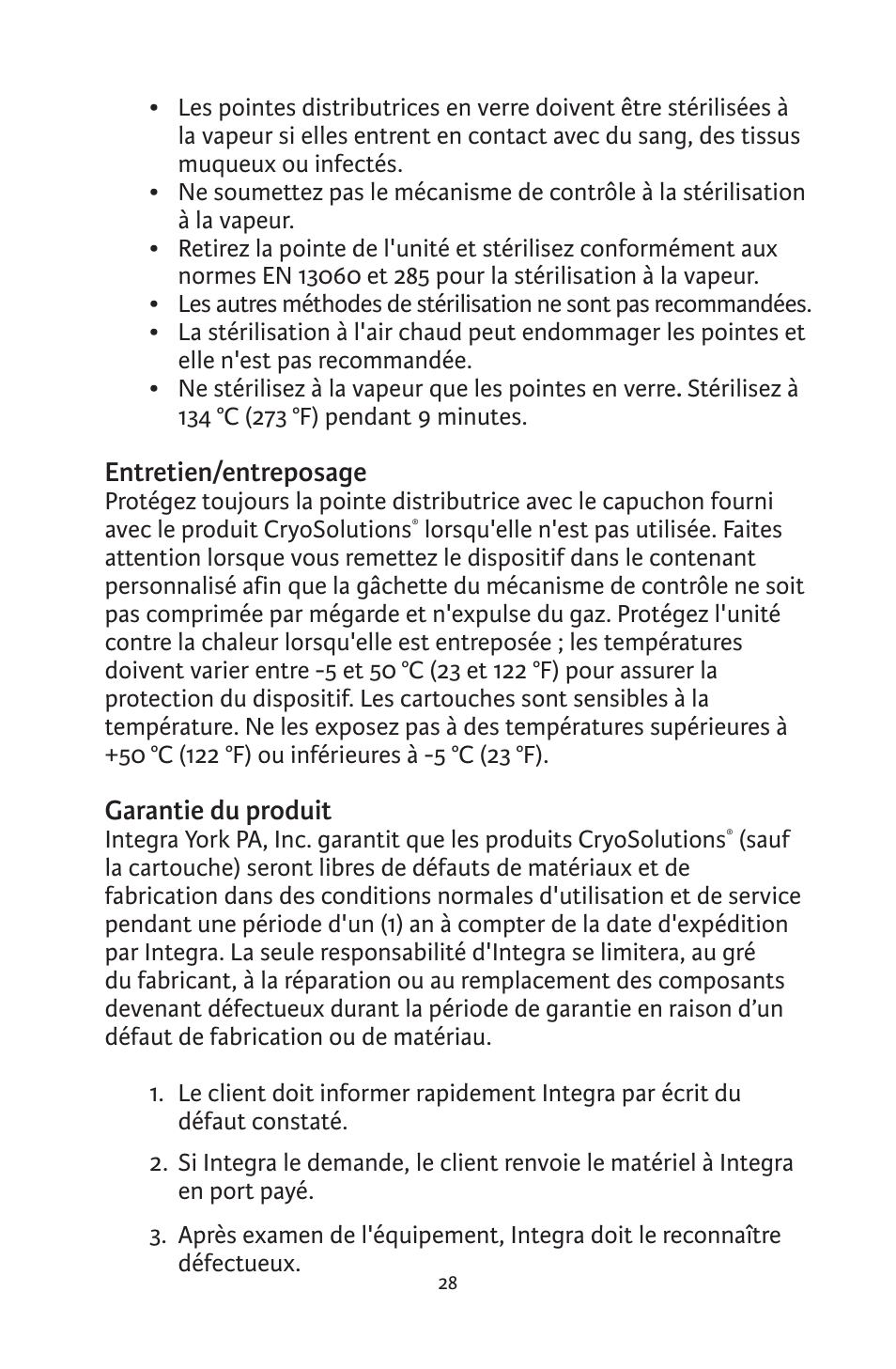 Integra LifeSciences CryoSolutions Cryosurgical Unit User Manual | Page 28 / 60