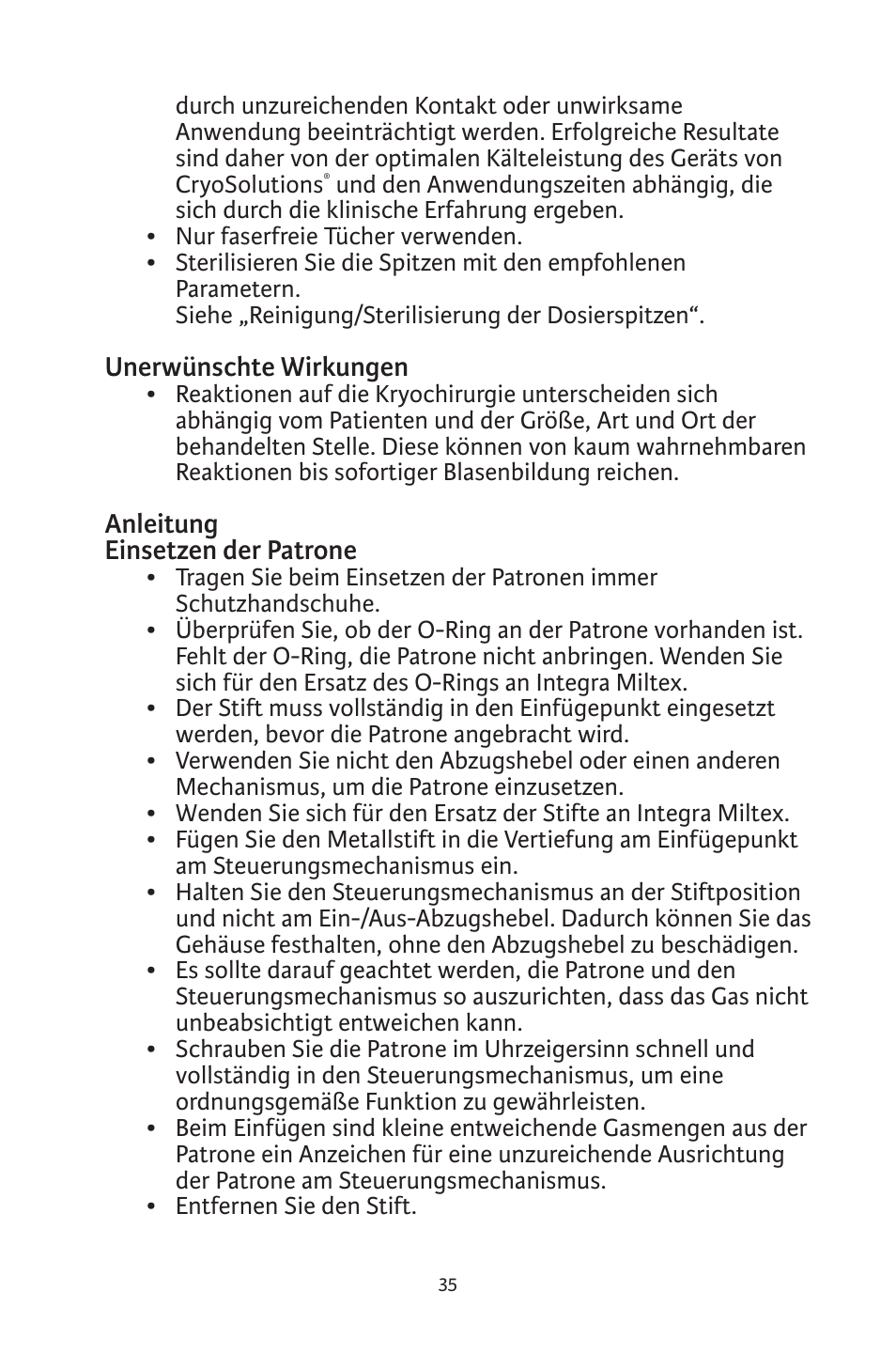 Integra LifeSciences CryoSolutions Cryosurgical Unit User Manual | Page 35 / 60