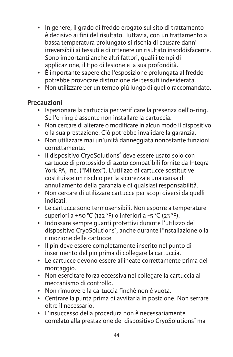 Integra LifeSciences CryoSolutions Cryosurgical Unit User Manual | Page 44 / 60