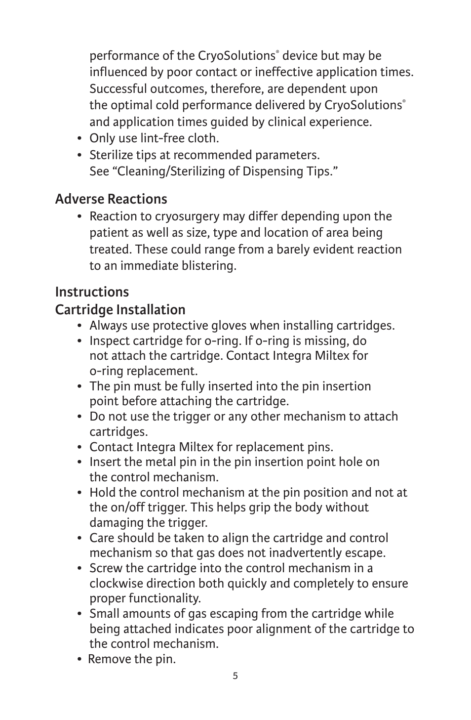 Integra LifeSciences CryoSolutions Cryosurgical Unit User Manual | Page 5 / 60