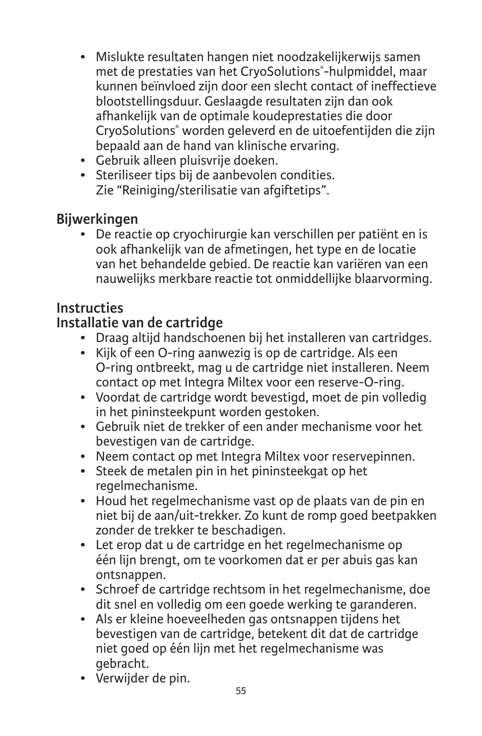Integra LifeSciences CryoSolutions Cryosurgical Unit User Manual | Page 55 / 60