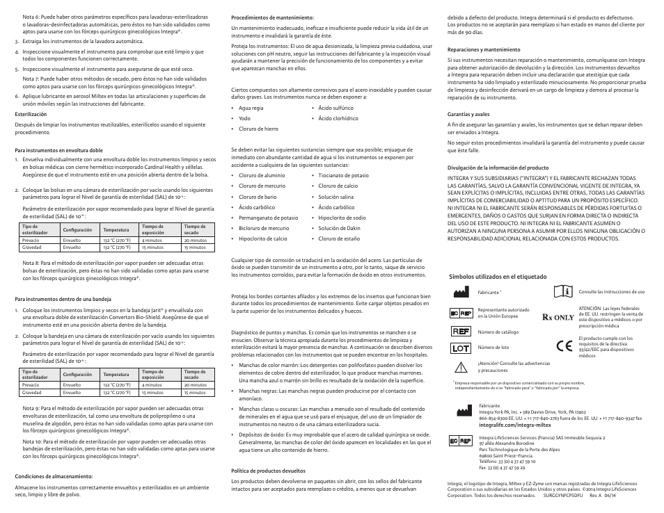 Integra LifeSciences Forceps, Gynecological Surgical User Manual | Page 4 / 12