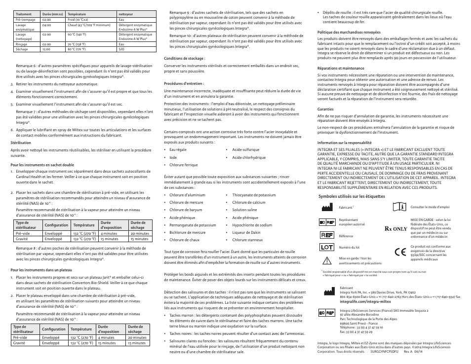 Integra LifeSciences Forceps, Gynecological Surgical User Manual | Page 6 / 12