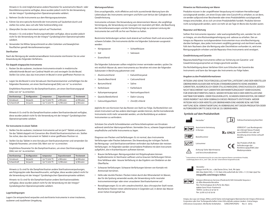 Integra LifeSciences Forceps, Gynecological Surgical User Manual | Page 8 / 12
