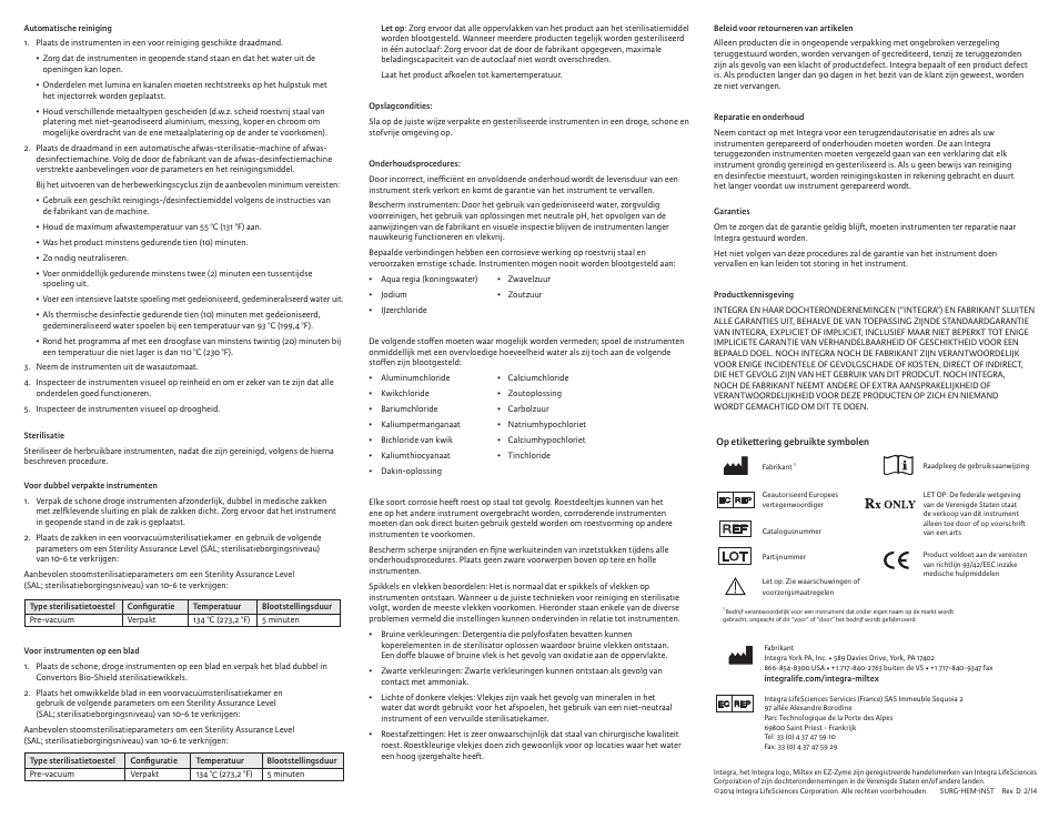 Integra LifeSciences Hemorrhoidal Ligator, McGivney User Manual | Page 12 / 12