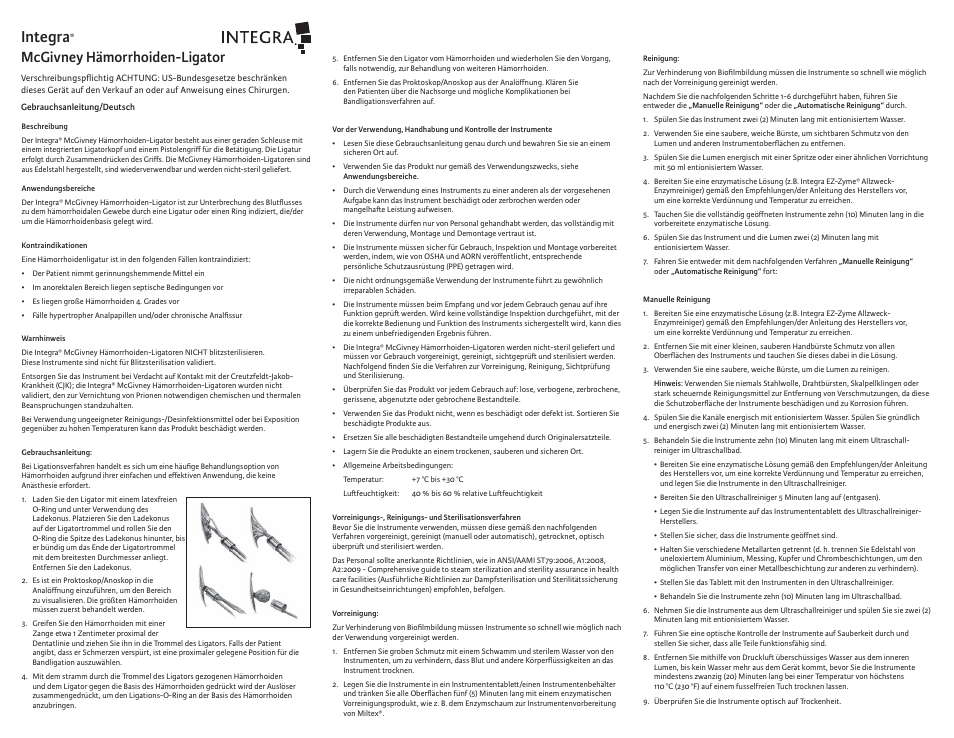 Integra, Mcgivney hämorrhoiden-ligator | Integra LifeSciences Hemorrhoidal Ligator, McGivney User Manual | Page 7 / 12