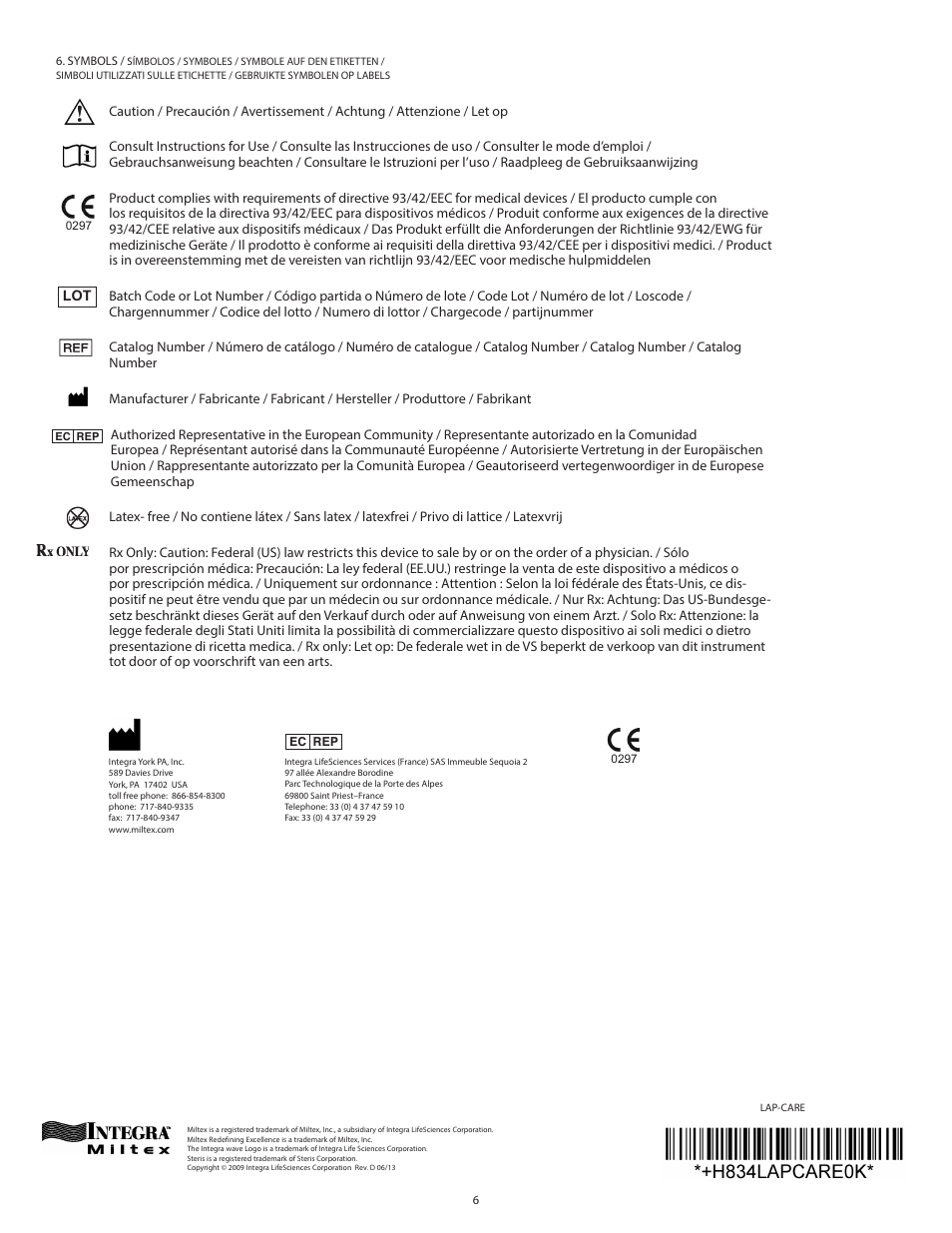 Integra LifeSciences Laparoscopic Instrument Care and Cleaning User Manual | Page 6 / 6