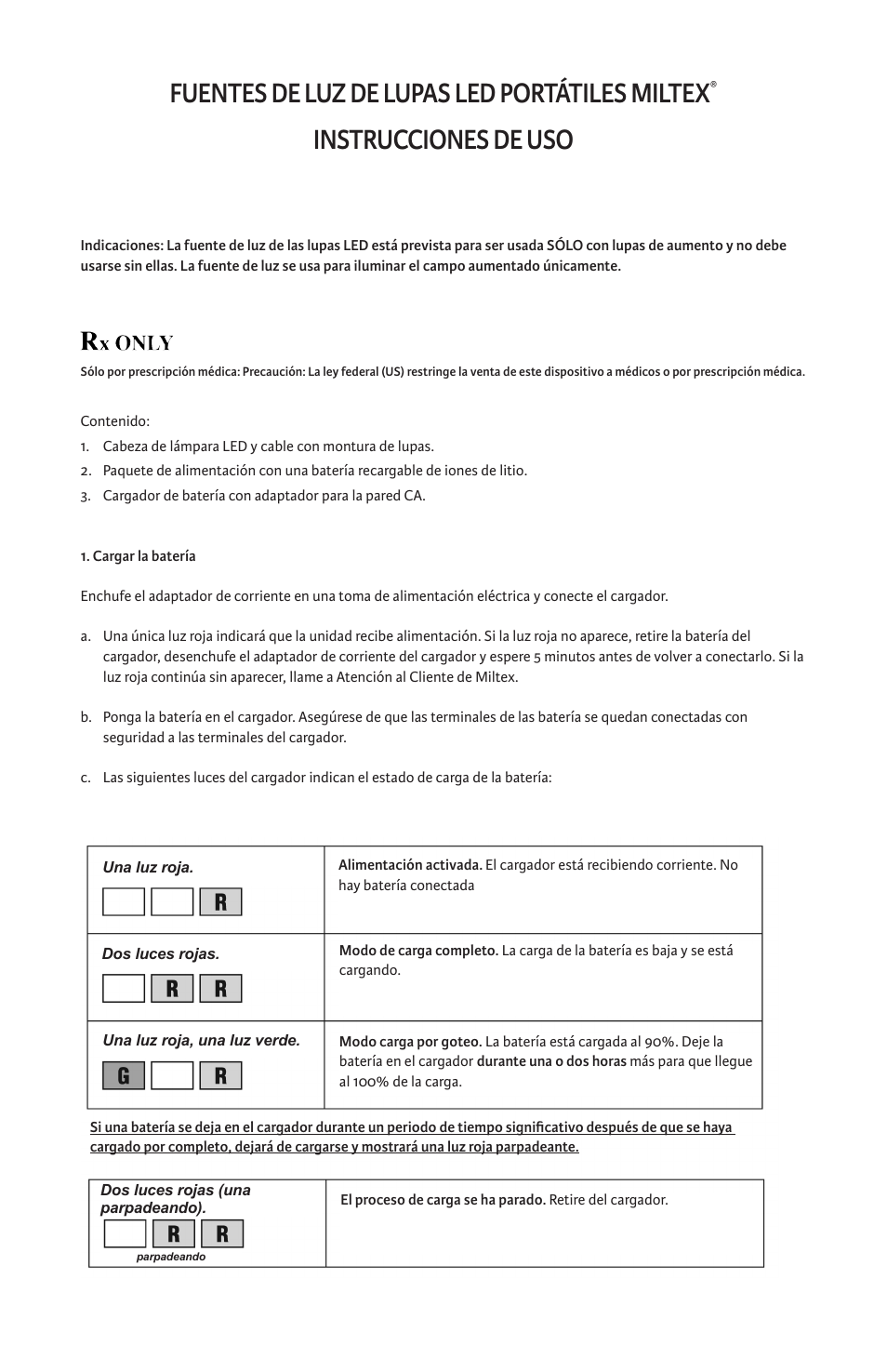 Fuentes de luz de lupas led portátiles miltex, Instrucciones de uso | Integra LifeSciences LED Loupes Light Source, Portable User Manual | Page 4 / 16