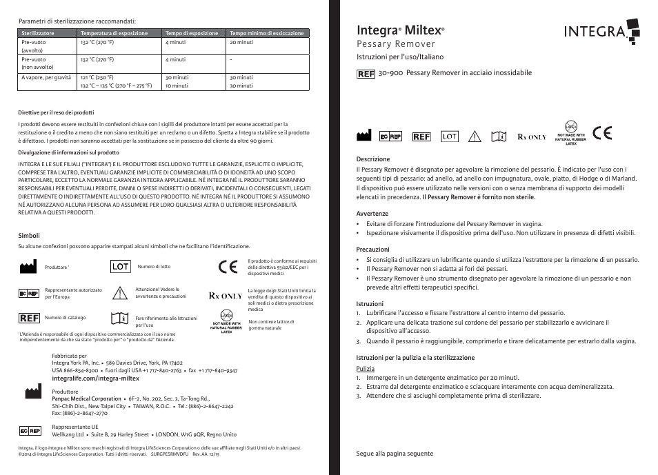 Integra, Miltex, Pessary remover | Integra LifeSciences Pessary Remover User Manual | Page 4 / 6