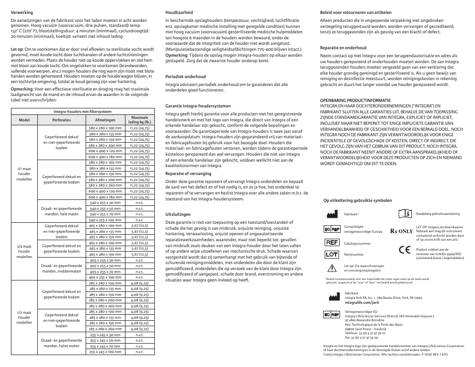 Integra LifeSciences Sterilization Containers, Miltex User Manual | Page 12 / 12