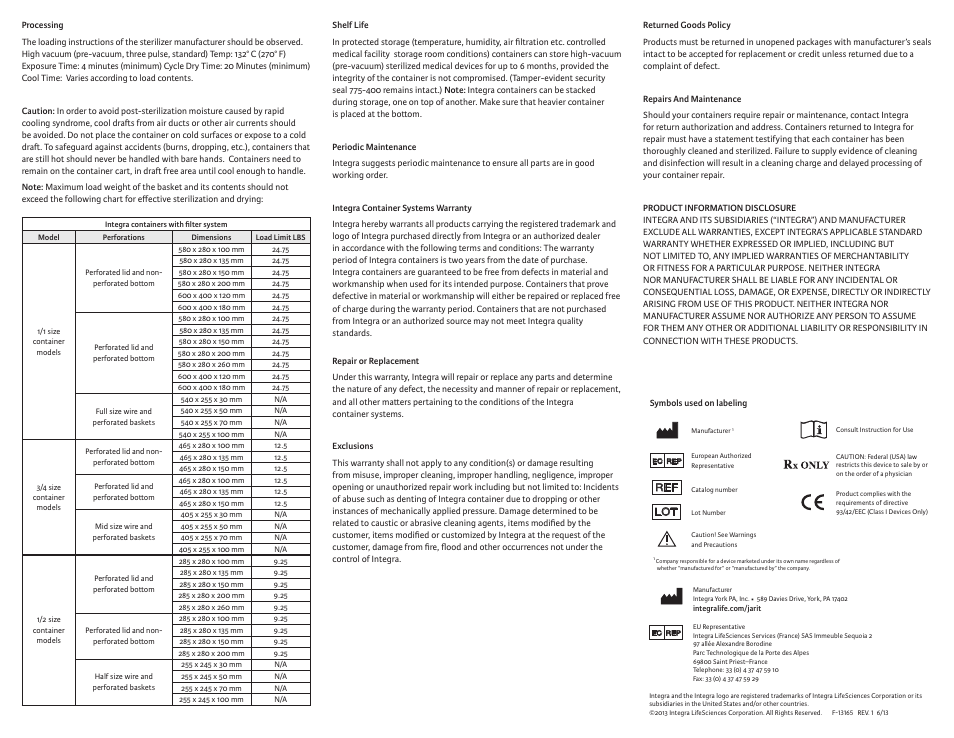 Integra LifeSciences Sterilization Containers, Miltex User Manual | Page 2 / 12