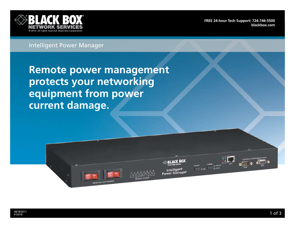 Black Box INTELLIGENTPOWERMANAGER PS540A User Manual | 3 pages