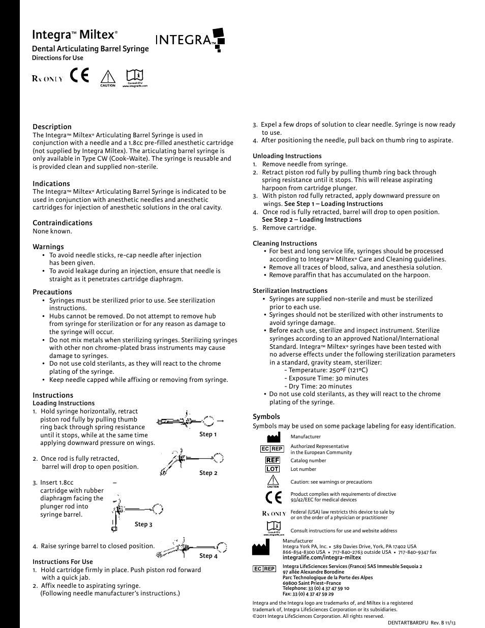 Integra LifeSciences Syringe, Articulating Barrel User Manual | 6 pages