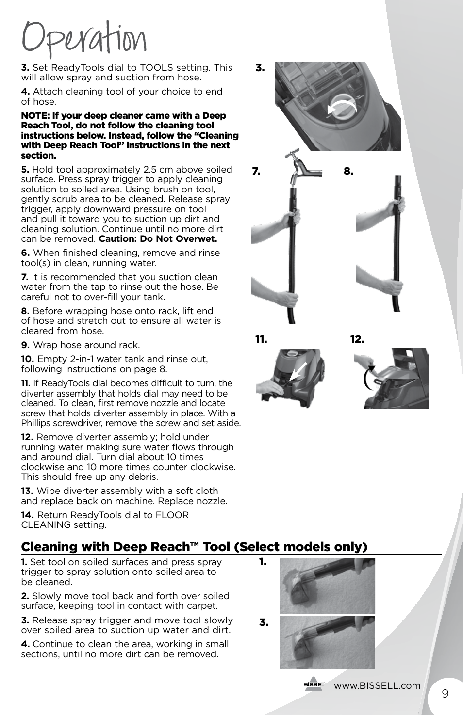 Operation | Bissell 32781B User Manual | Page 9 / 16