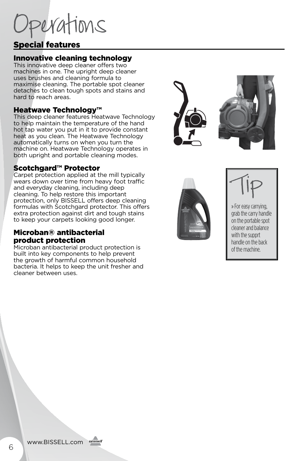 Operations | Bissell 1190B User Manual | Page 6 / 16