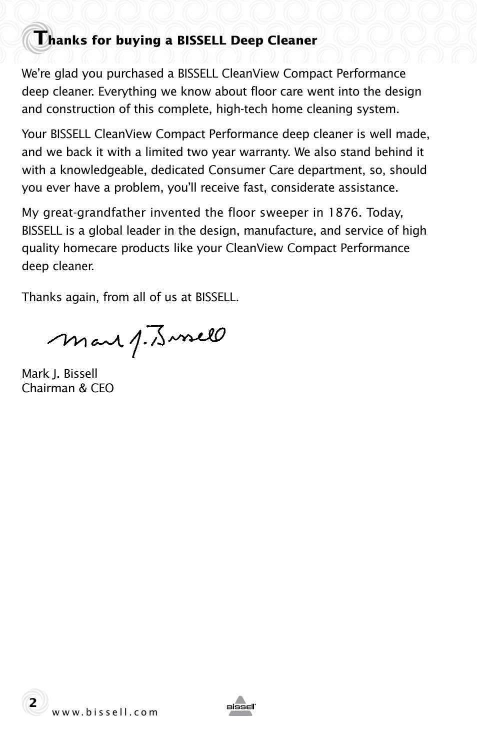 Bissell 20W7E User Manual | Page 2 / 12