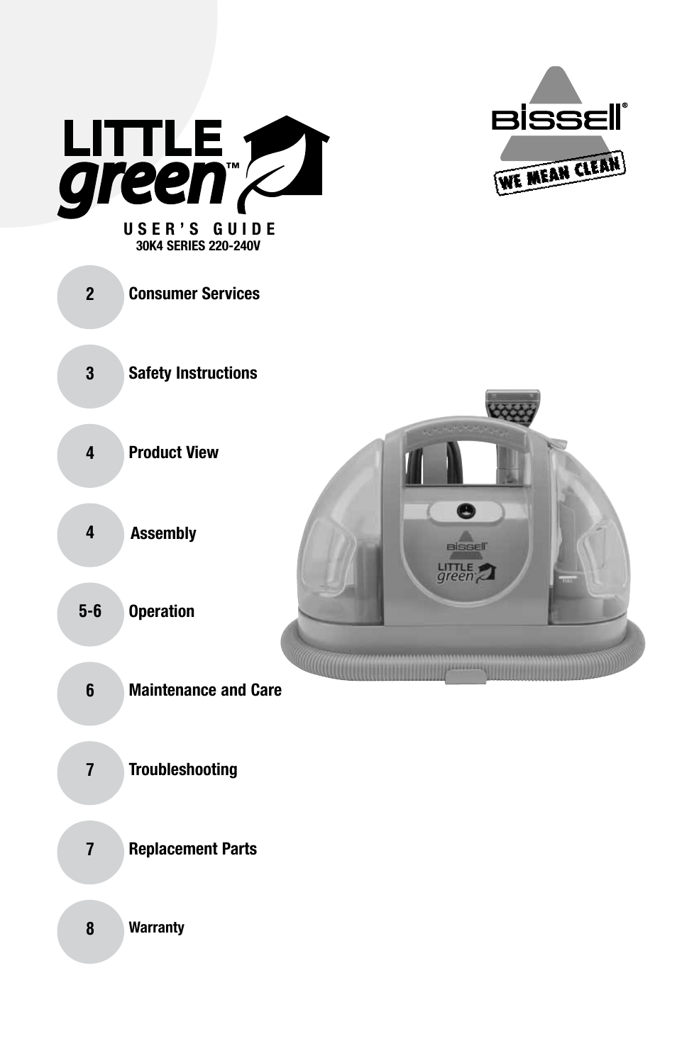 Bissell 30K4E User Manual | 8 pages