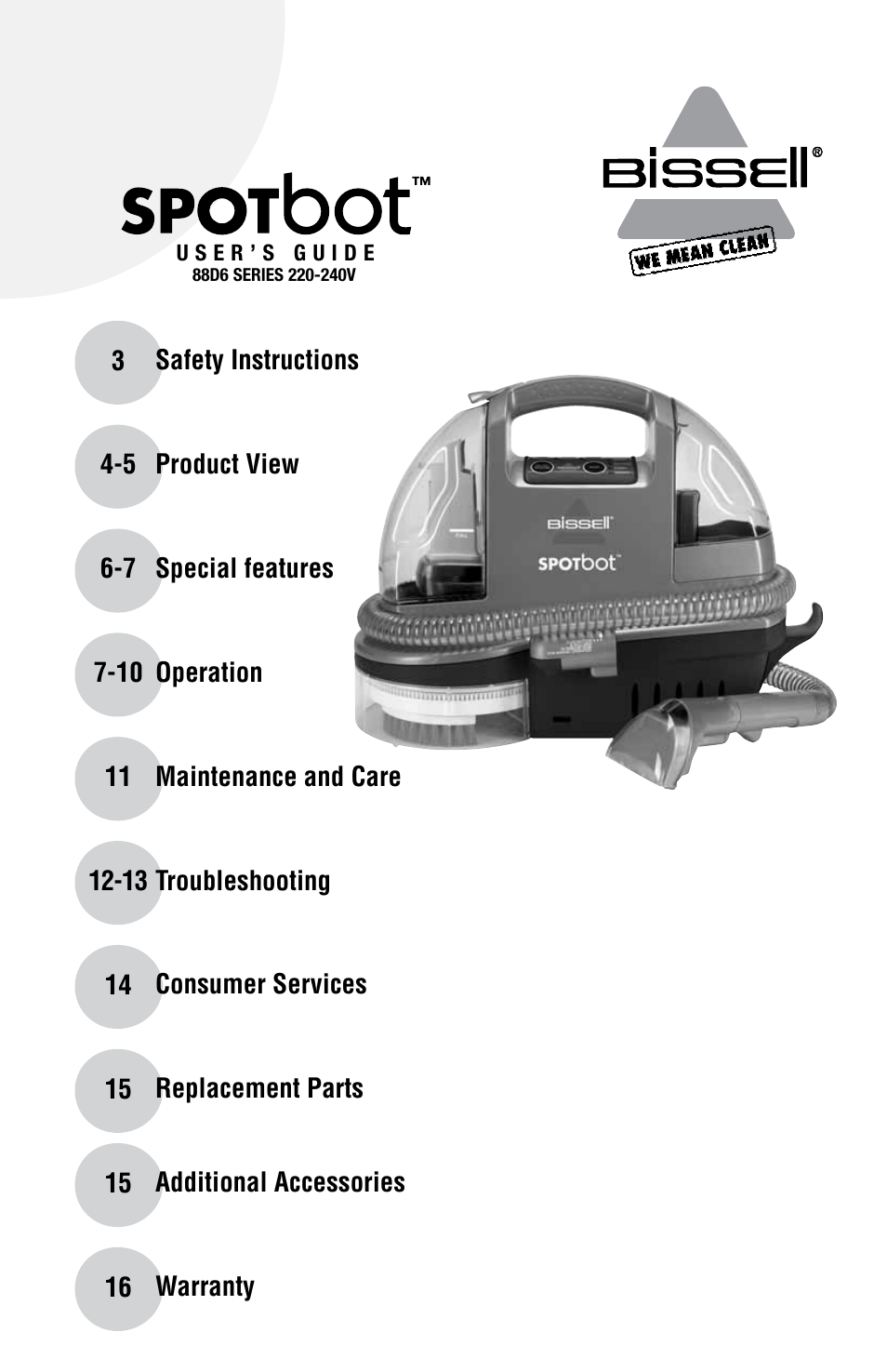 Bissell Spot Bot  88D6 series User Manual | 16 pages