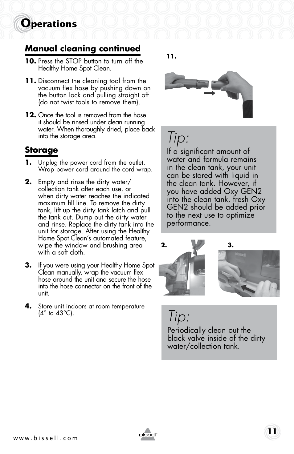 Perations | Bissell 92T7 User Manual | Page 11 / 16