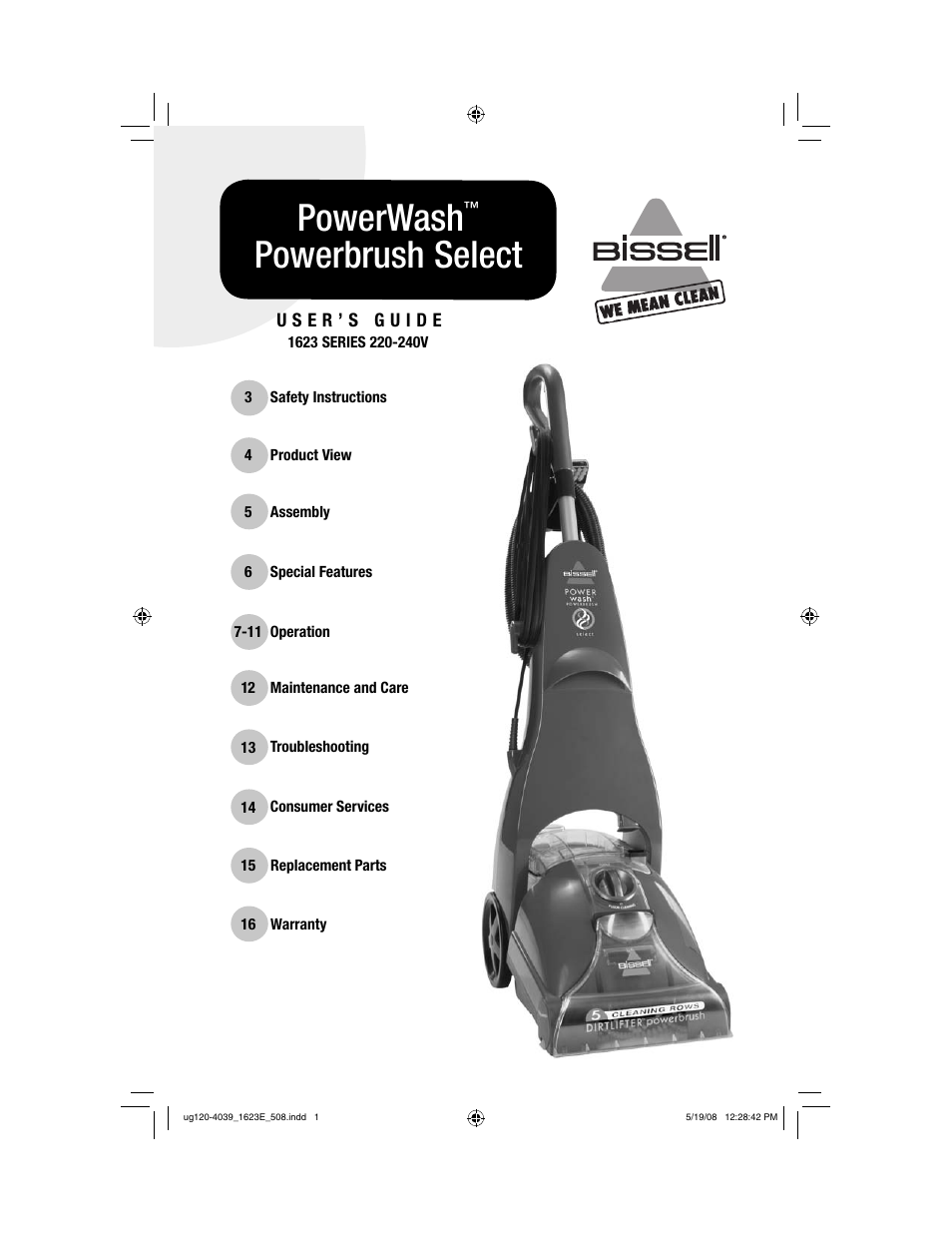 Bissell 1623E User Manual | 16 pages
