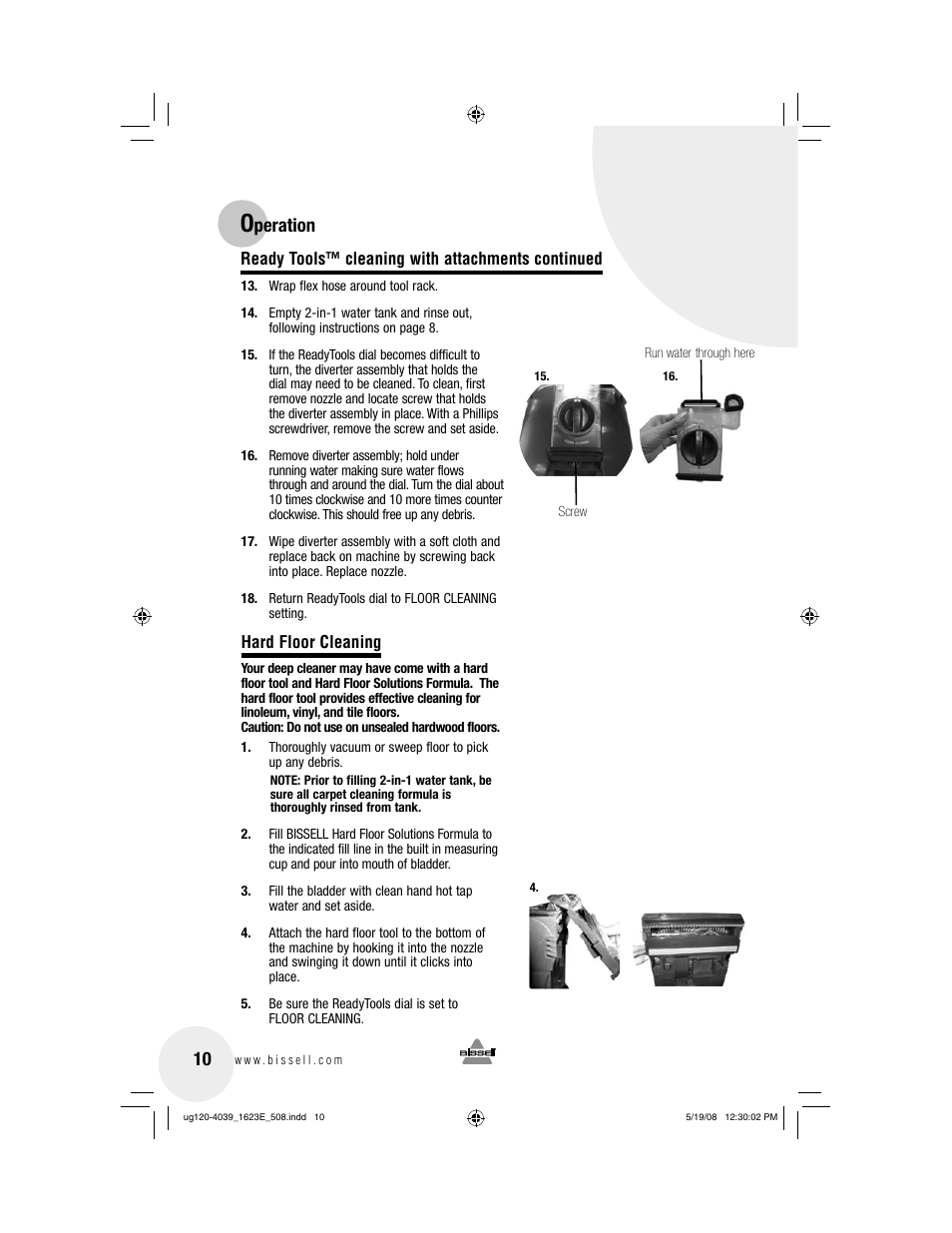 Peration | Bissell 1623E User Manual | Page 10 / 16