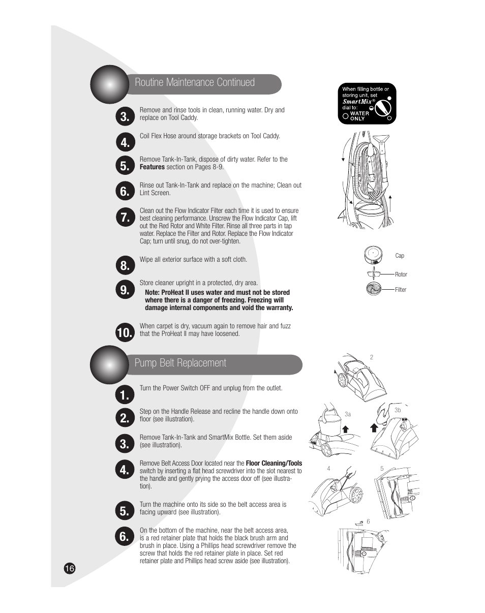 Routine maintenance continued, Pump belt replacement | Bissell 7901J User Manual | Page 16 / 20