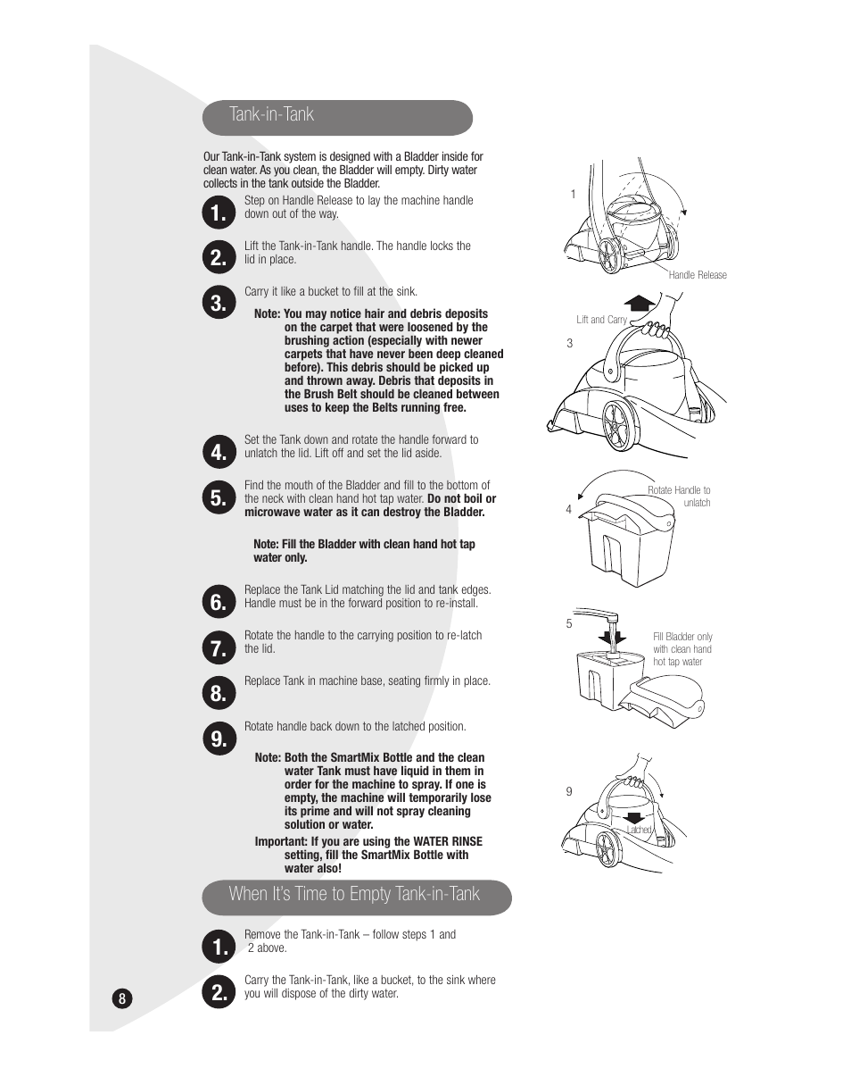 Tank-in-tank, When it’s time to empty tank-in-tank | Bissell 7901J User Manual | Page 8 / 20