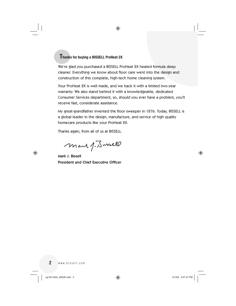 Bissell 9500E User Manual | Page 2 / 28