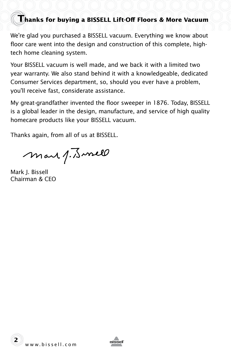 Bissell 10Z3E User Manual | Page 2 / 12