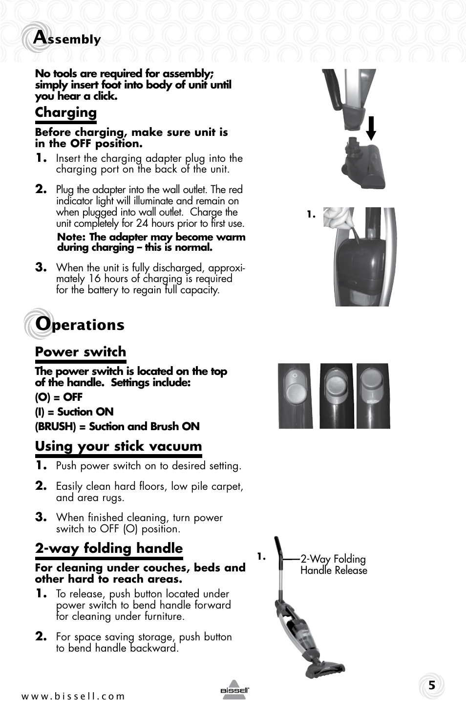 Perations | Bissell 10Z3E User Manual | Page 5 / 12