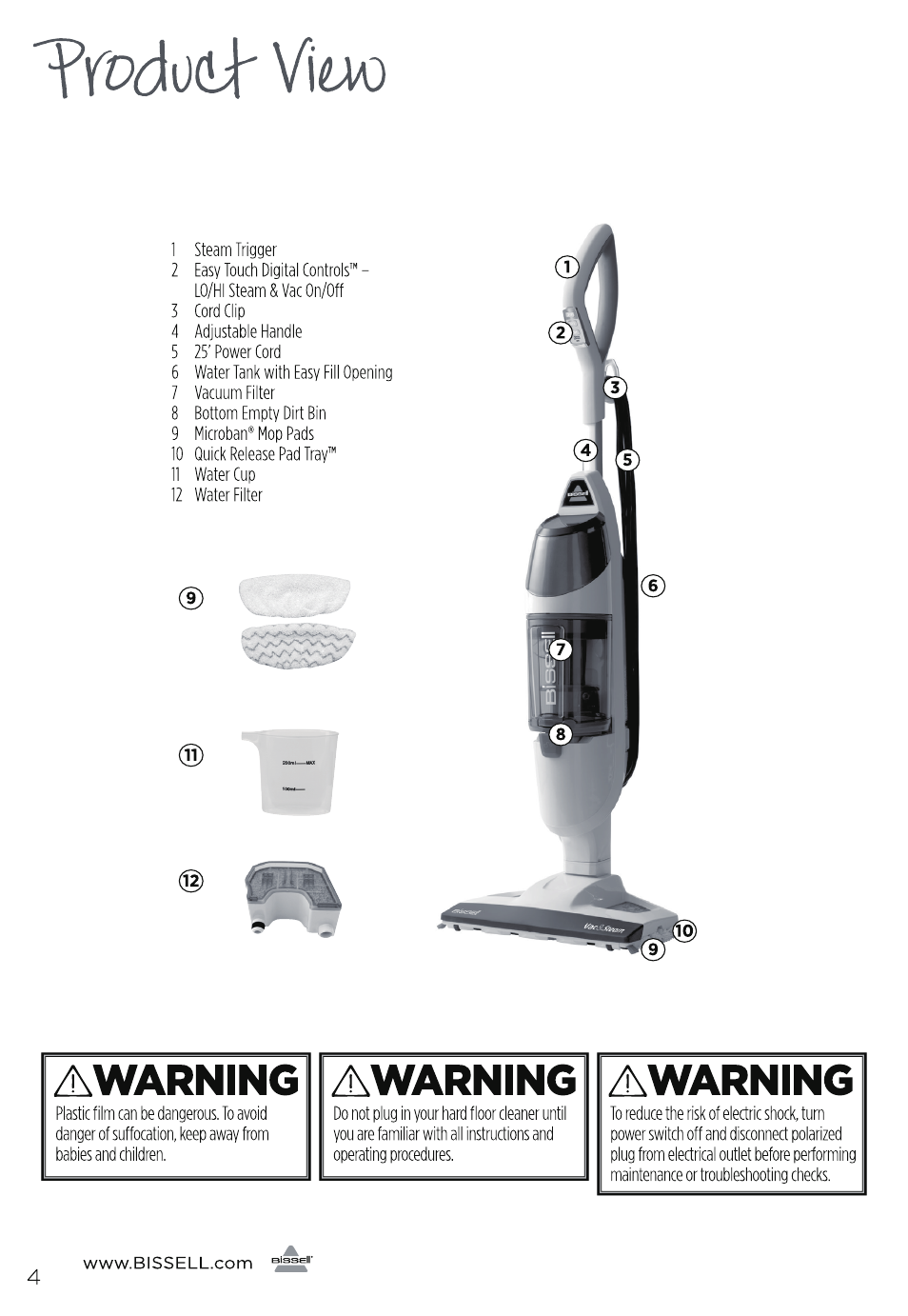 Awarning | Bissell 11323 User Manual | Page 4 / 12