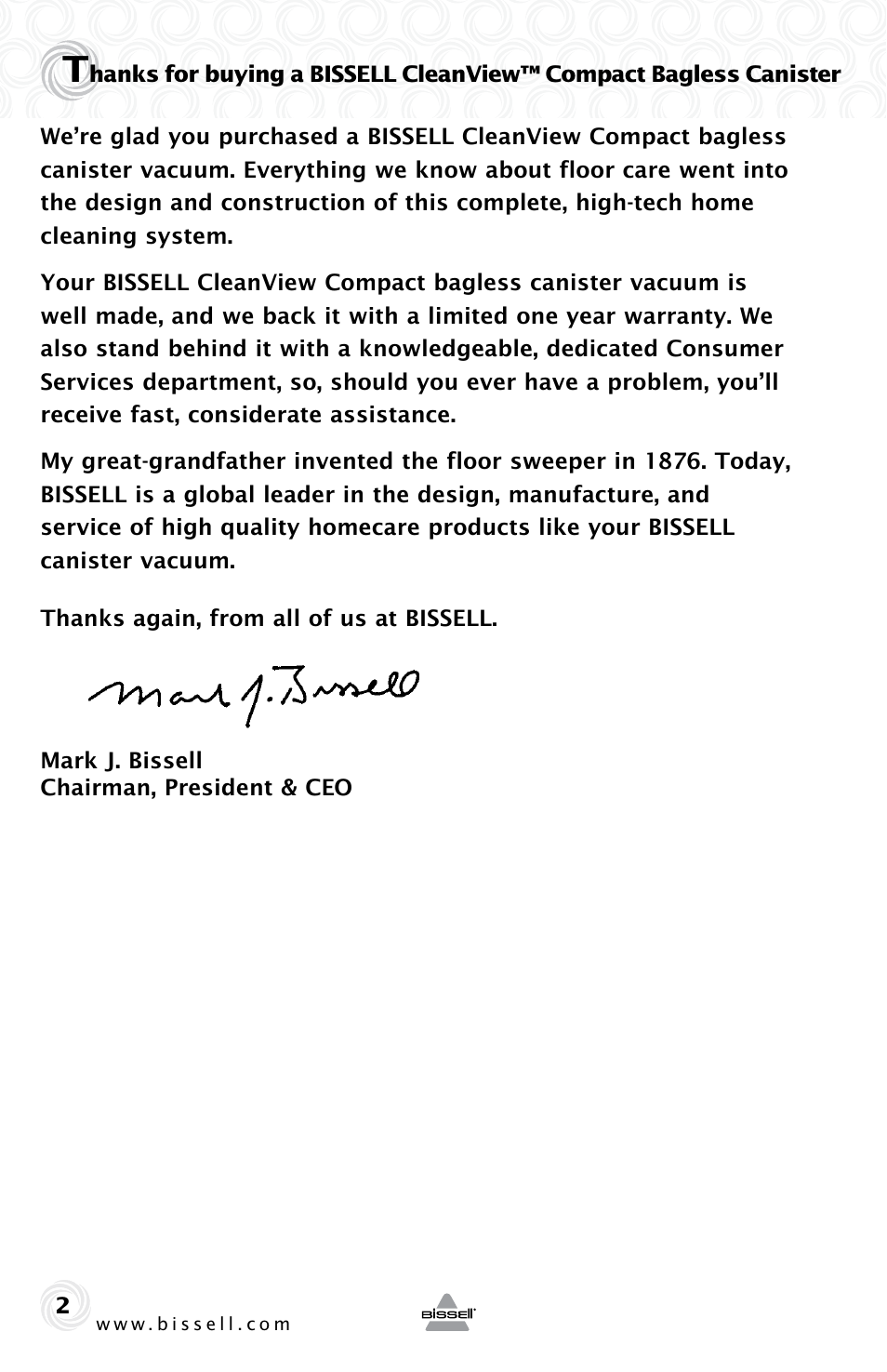 Bissell 12R7E User Manual | Page 2 / 12